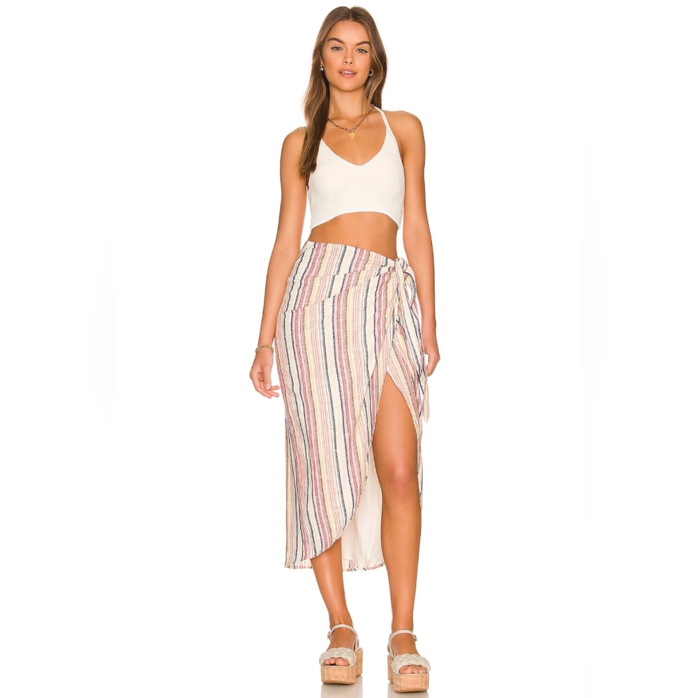 Free People Striped Wrap Skirt